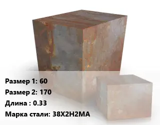 Поковка квадратная 60х170 L=0.33 Сталь: 38Х2Н2МА